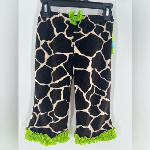 MUD PIE PANTS BOUTIQUE GIRAFFE ZOO PRINT RUFFLE & RIBBON  2–3 TODDLER - Picture 2 of 2